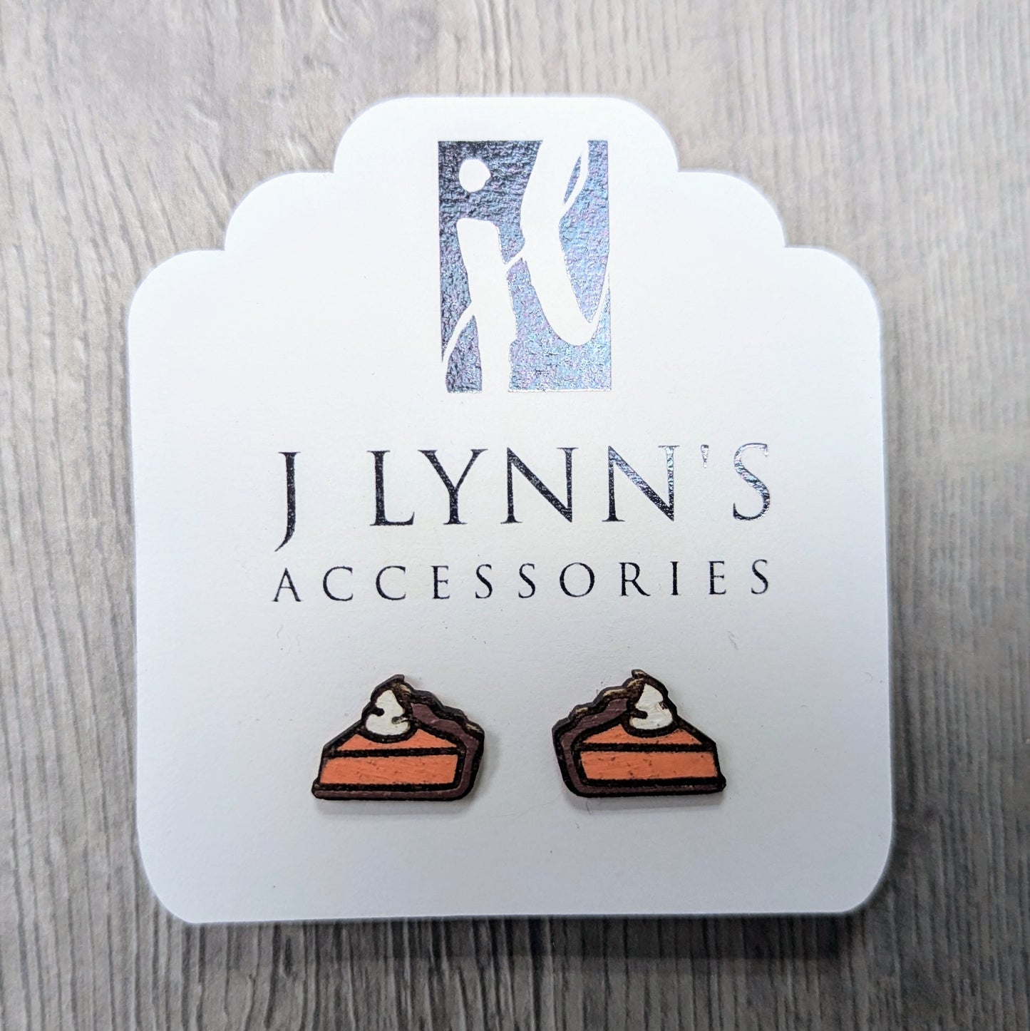Hand painted pumpkin pie wooden stud earrings
