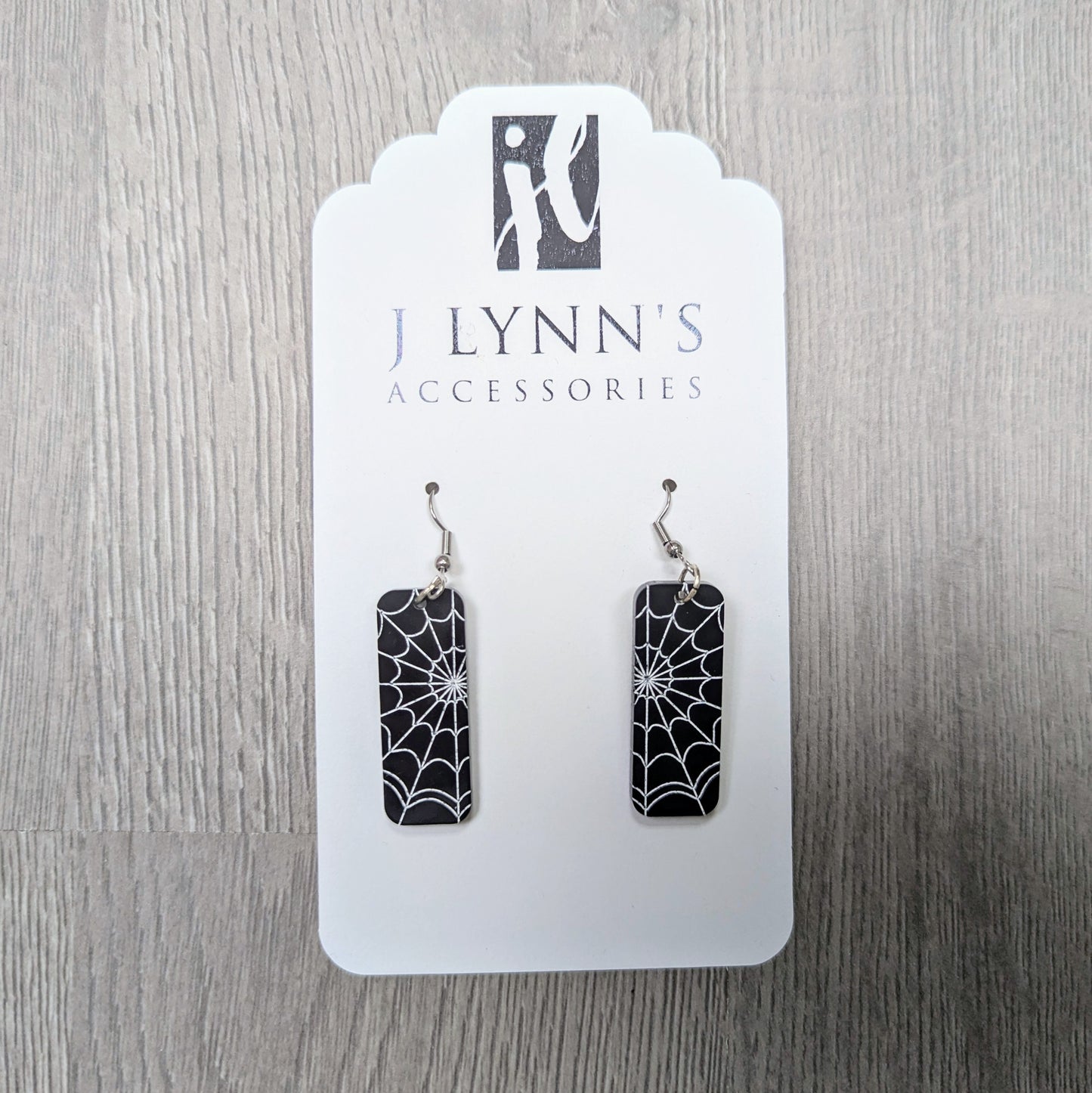 Black and White Spiderweb Acrylic Dangling Earrings