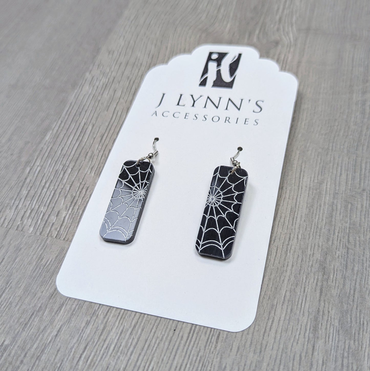 Black and White Spiderweb Acrylic Dangling Earrings