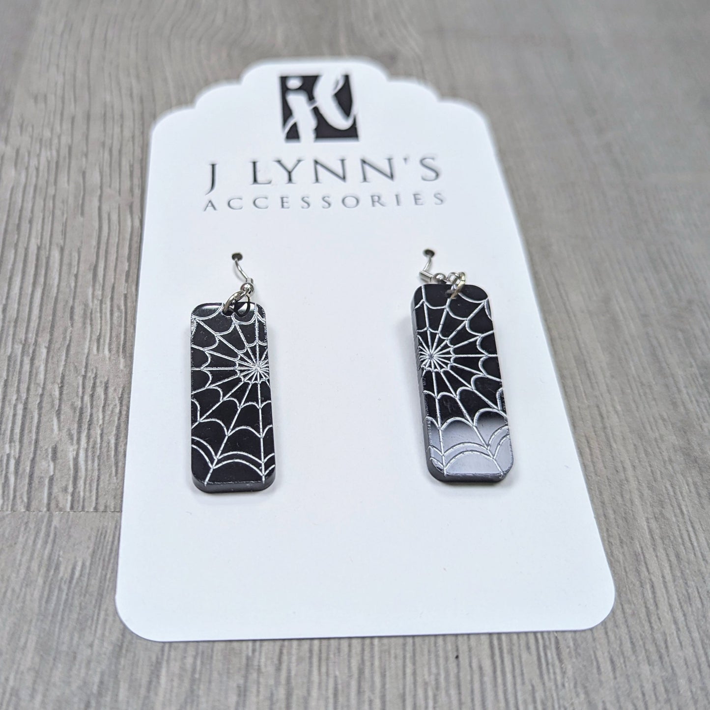 Black and White Spiderweb Acrylic Dangling Earrings