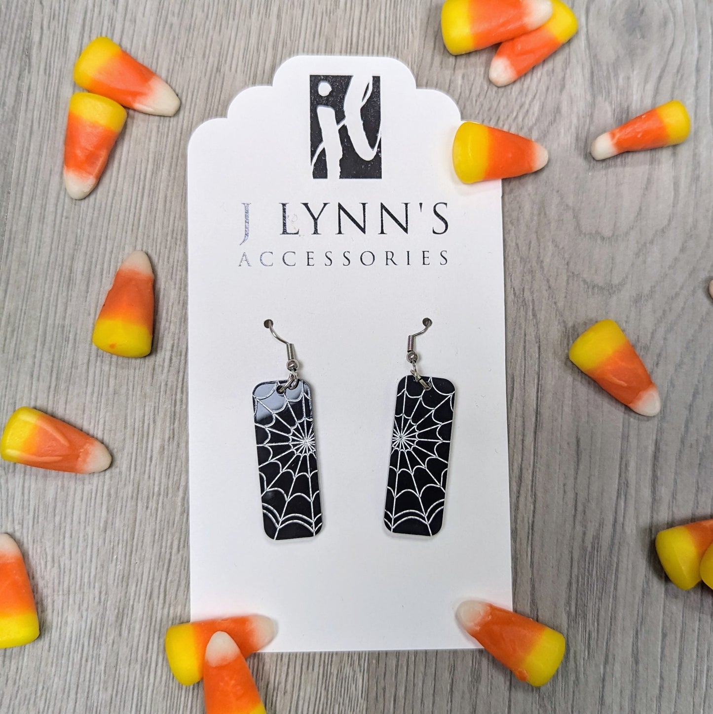 Black and White Spiderweb Acrylic Dangling Earrings