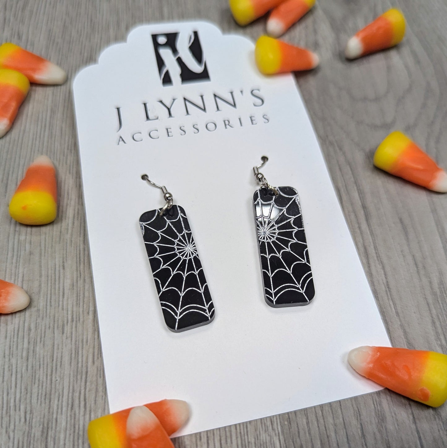 Black and White Spiderweb Acrylic Dangling Earrings