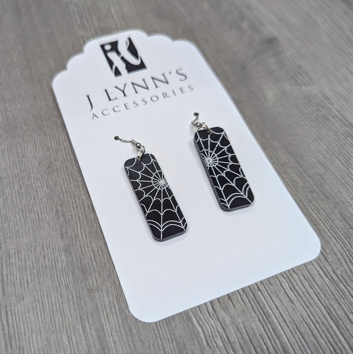 Black and White Spiderweb Acrylic Dangling Earrings