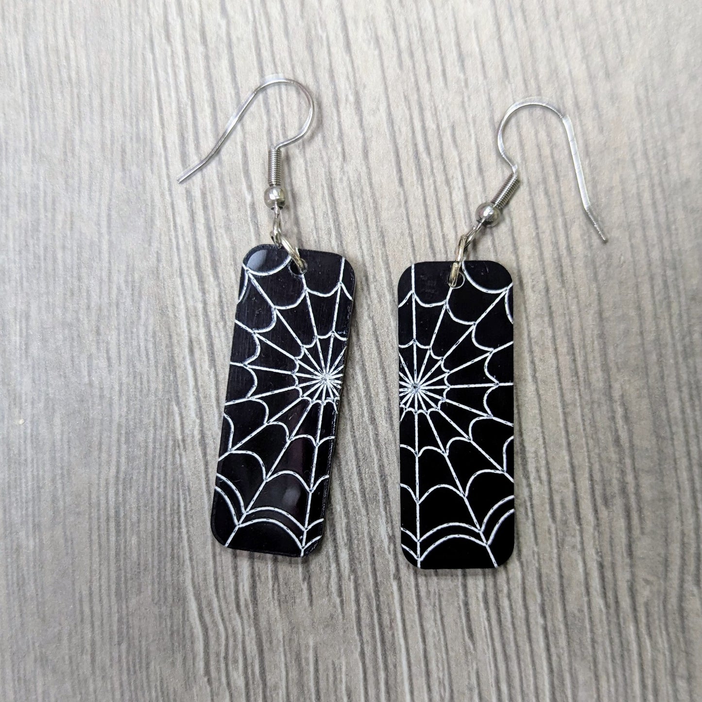 Black and White Spiderweb Acrylic Dangling Earrings