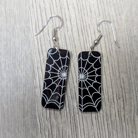 Black and White Spiderweb Acrylic Dangling Earrings