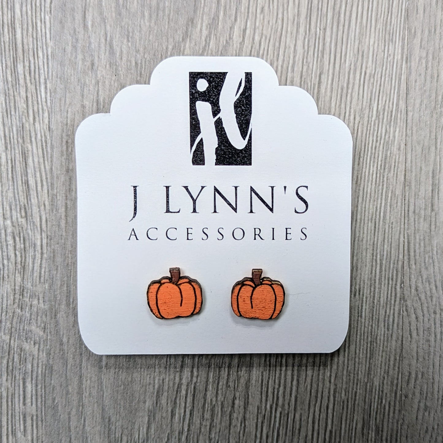 Hand painted wooden pumpkin stud earrings