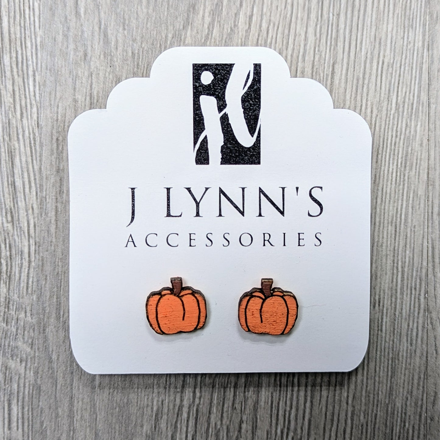 Hand painted wooden pumpkin stud earrings